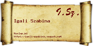 Igali Szabina névjegykártya